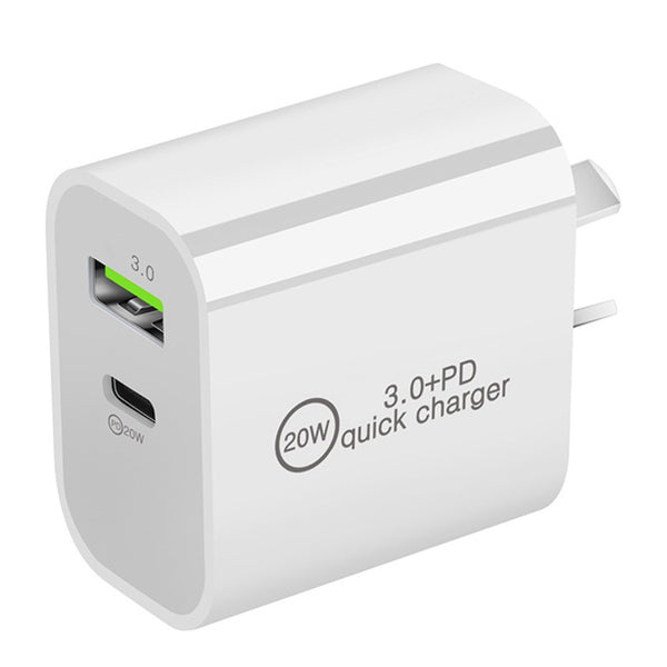 Fast Charger Wall Charger (USB-A + USB-C port) - Bulk Pack