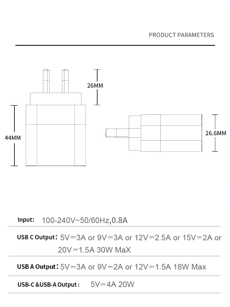 30W Superfast compatible Dual Wall Charger with USB-C to USB-C Cable