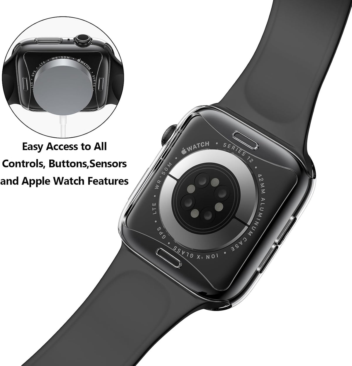TPU Clear Case Screen Protector for Apple Watch Series 12 (46mm)