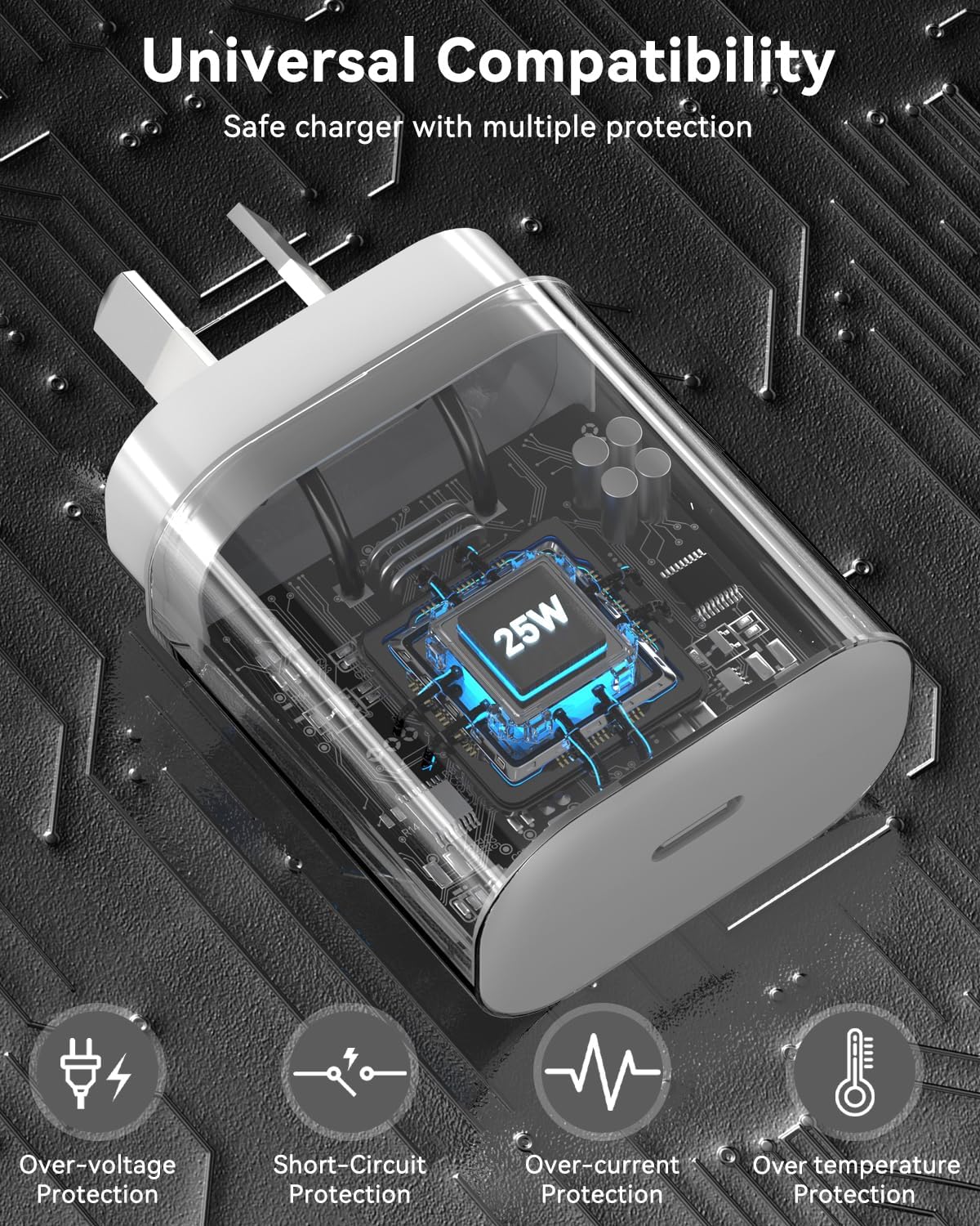 25W Superfast Compatible Wall Charger with USB-C to USB-C cable