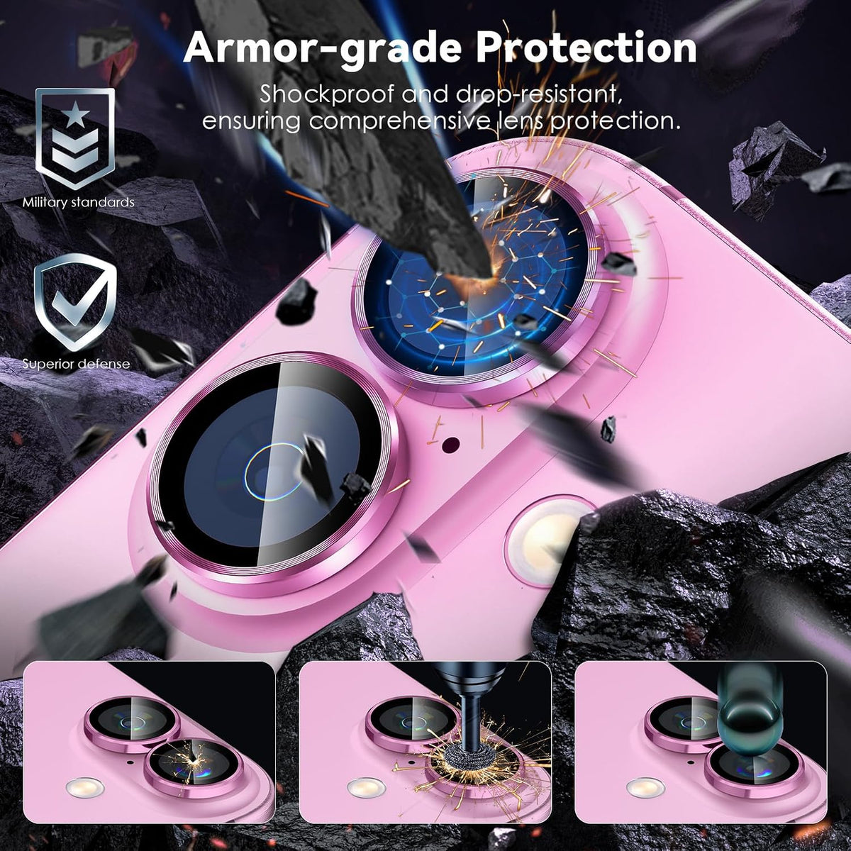 Camera Lens Protector Alloy Frame for iPhone 16