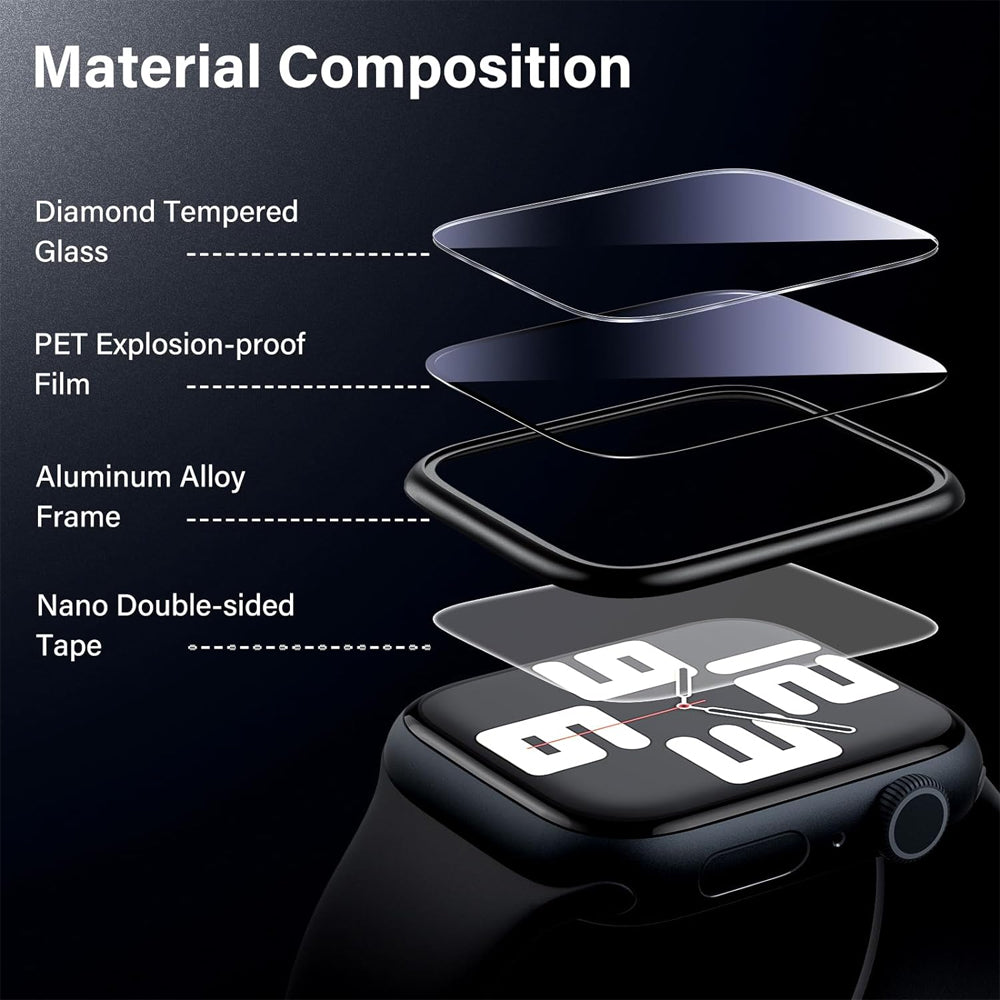 Apple Watch SE Series 2 44mm Glass Screen Protector Alignment Kit by SwiftShield (2 Pack - Black)