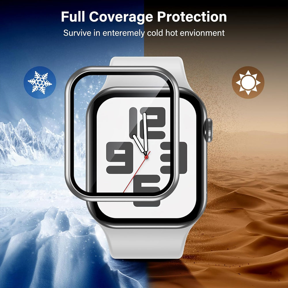 Apple Watch SE Series 3 44mm Glass Screen Protector Alignment Kit by SwiftShield (2 Pack - Silver)