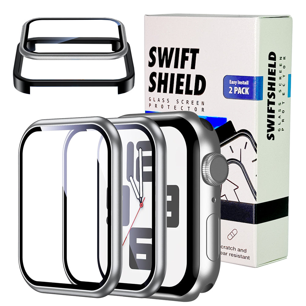 Apple Watch SE Series 3 40mm Glass Screen Protector Alignment Kit by SwiftShield (2 Pack - Silver)