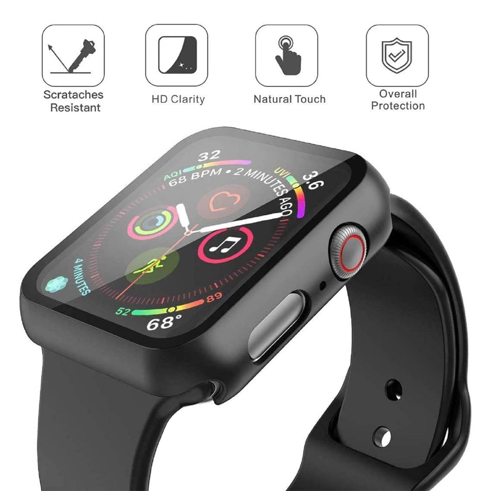 Apple Watch SE Series 2 40mm Case with Glass Screen Protector by SwiftShield (2 Pack - Black)
