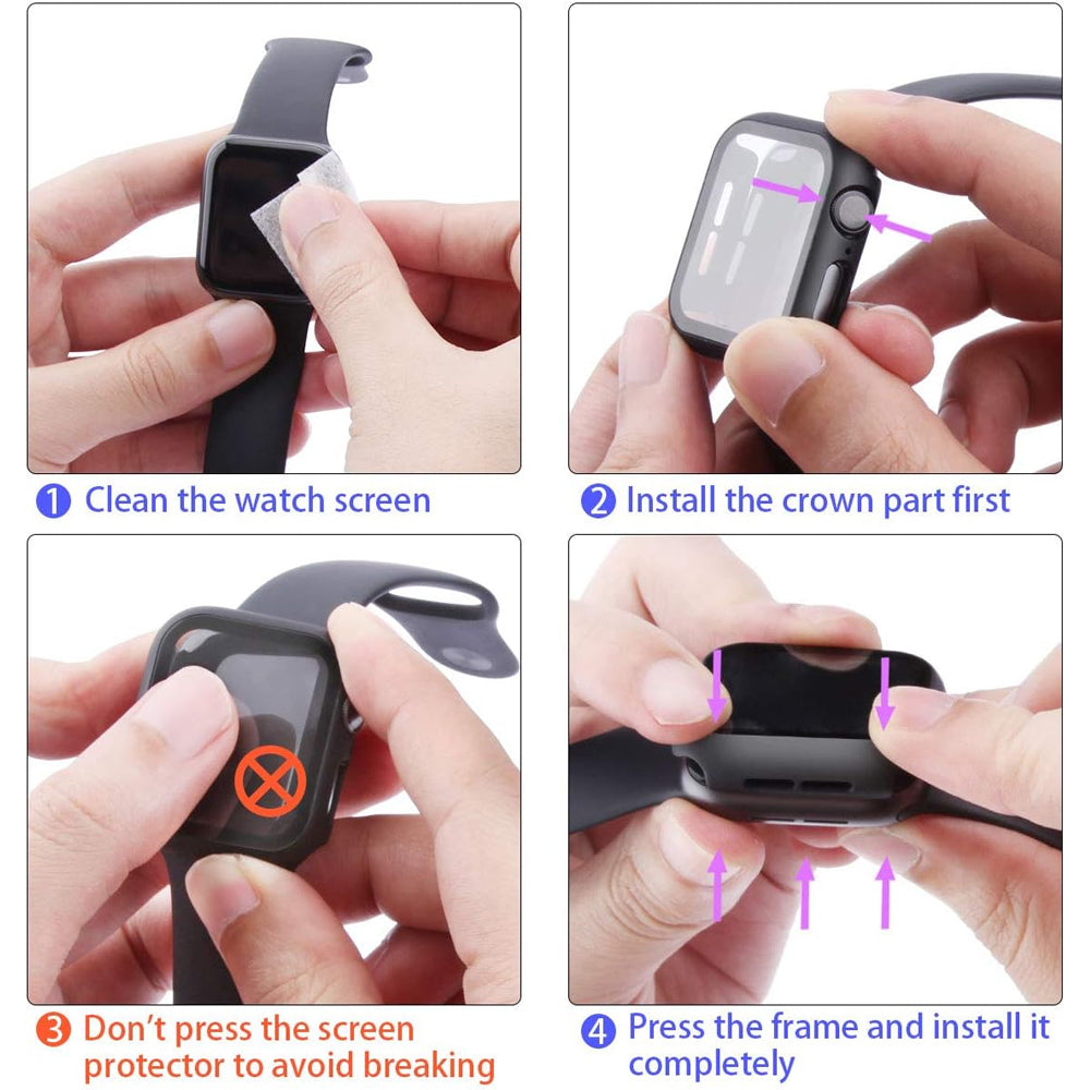 Apple Watch 40mm Case with Glass Screen Protector by SwiftShield (2 Pack - Black)