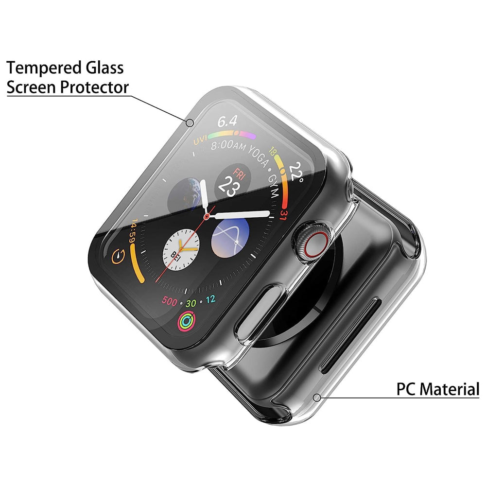 Apple Watch SE Series 2 44mm Case with Glass Screen Protector by SwiftShield (2 Pack - Clear)