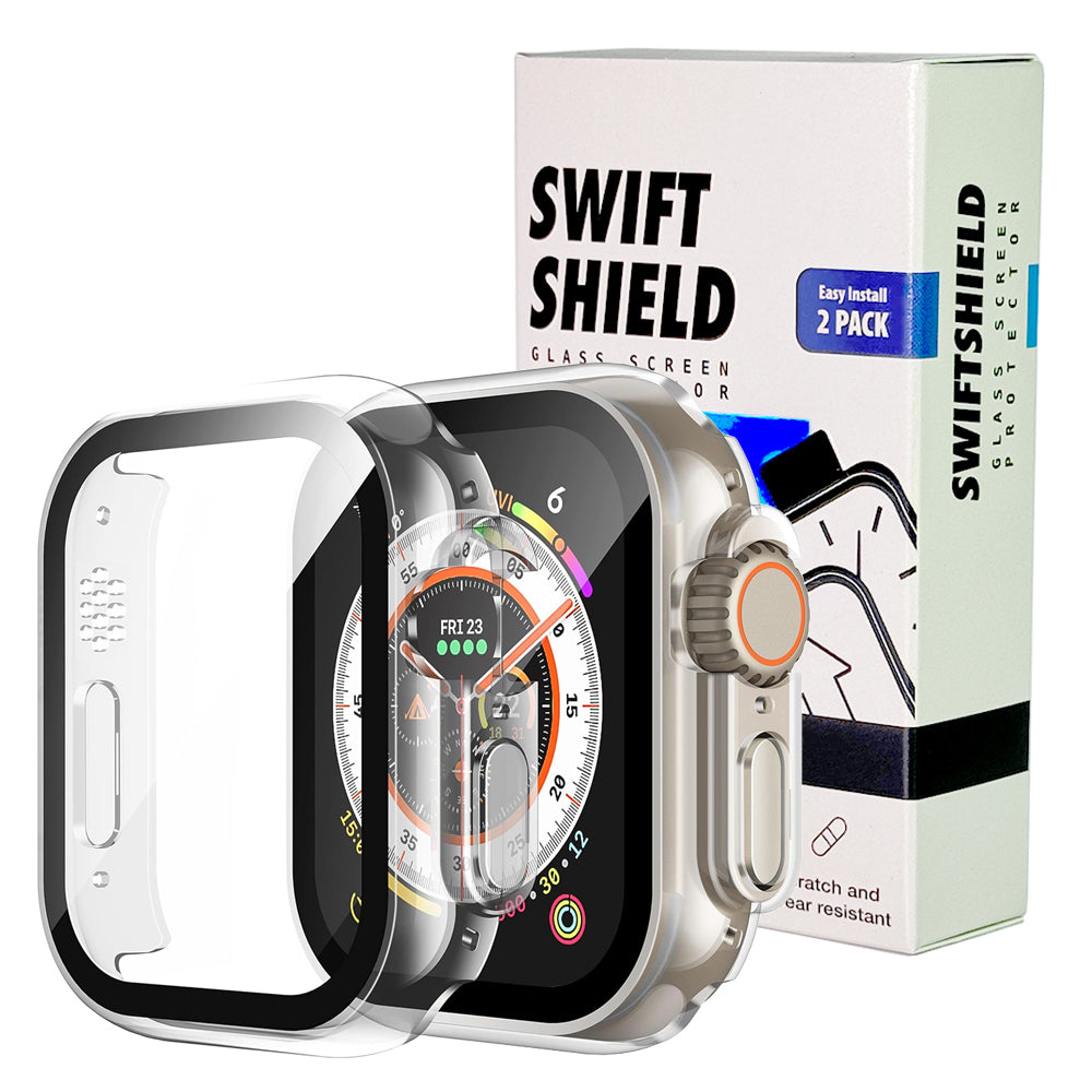 Apple Watch Ultra 4 49mm Case with Glass Screen Protector by Swiftshield (2 Pack - Clear)