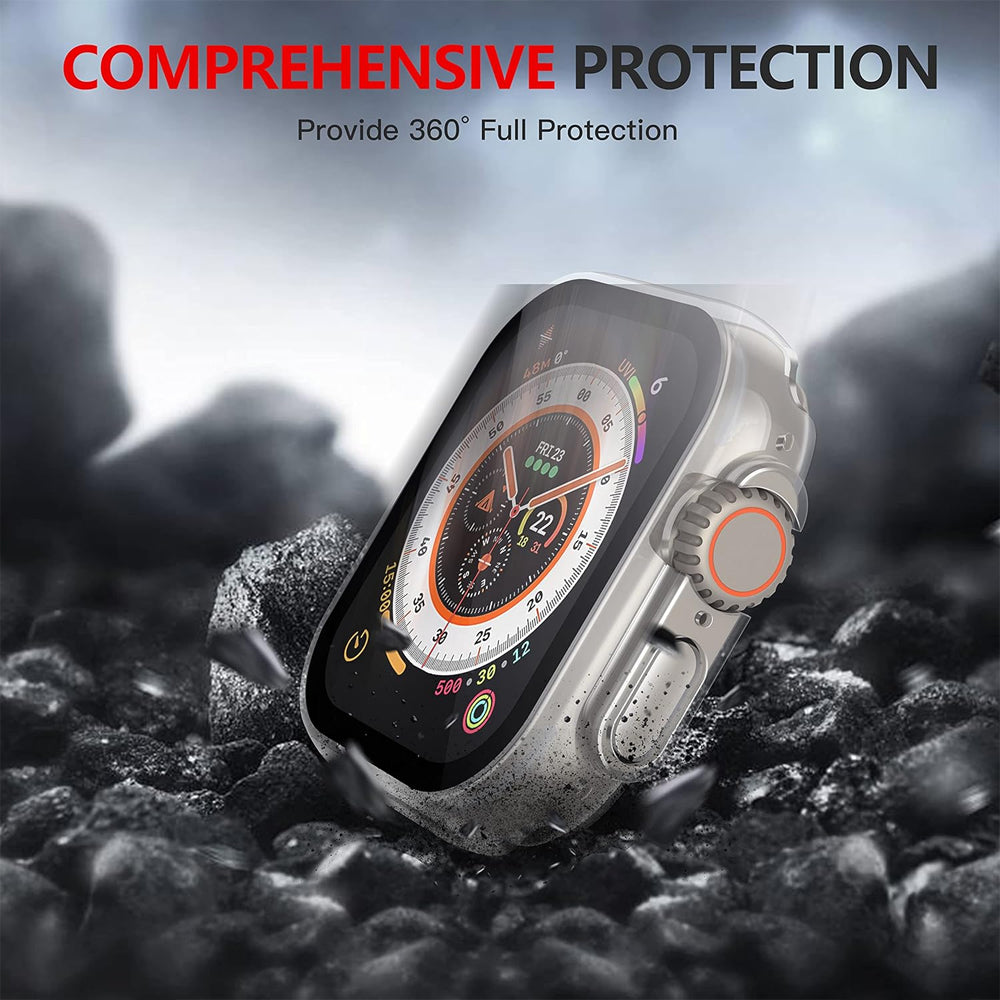 Apple Watch Ultra 4 49mm Case with Glass Screen Protector by Swiftshield (2 Pack - Black + Clear)
