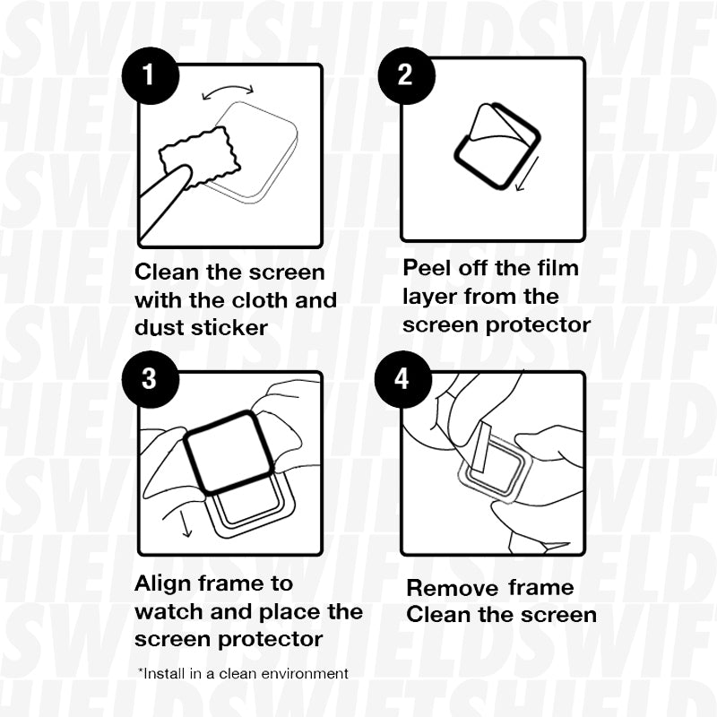 Apple Watch SE Series 2 44mm Glass Screen Protector Alignment Kit by SwiftShield (2 Pack - Black)