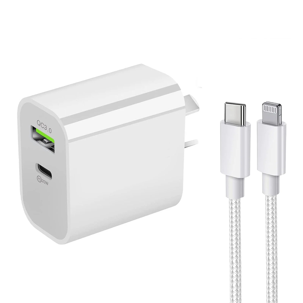 20W Fast Wall Charger with USB-C to Lightning cable