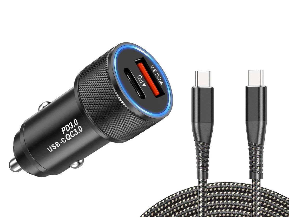 iPhone 15 Compatible Fast Car Charger USB-C 18W with USB-C cable