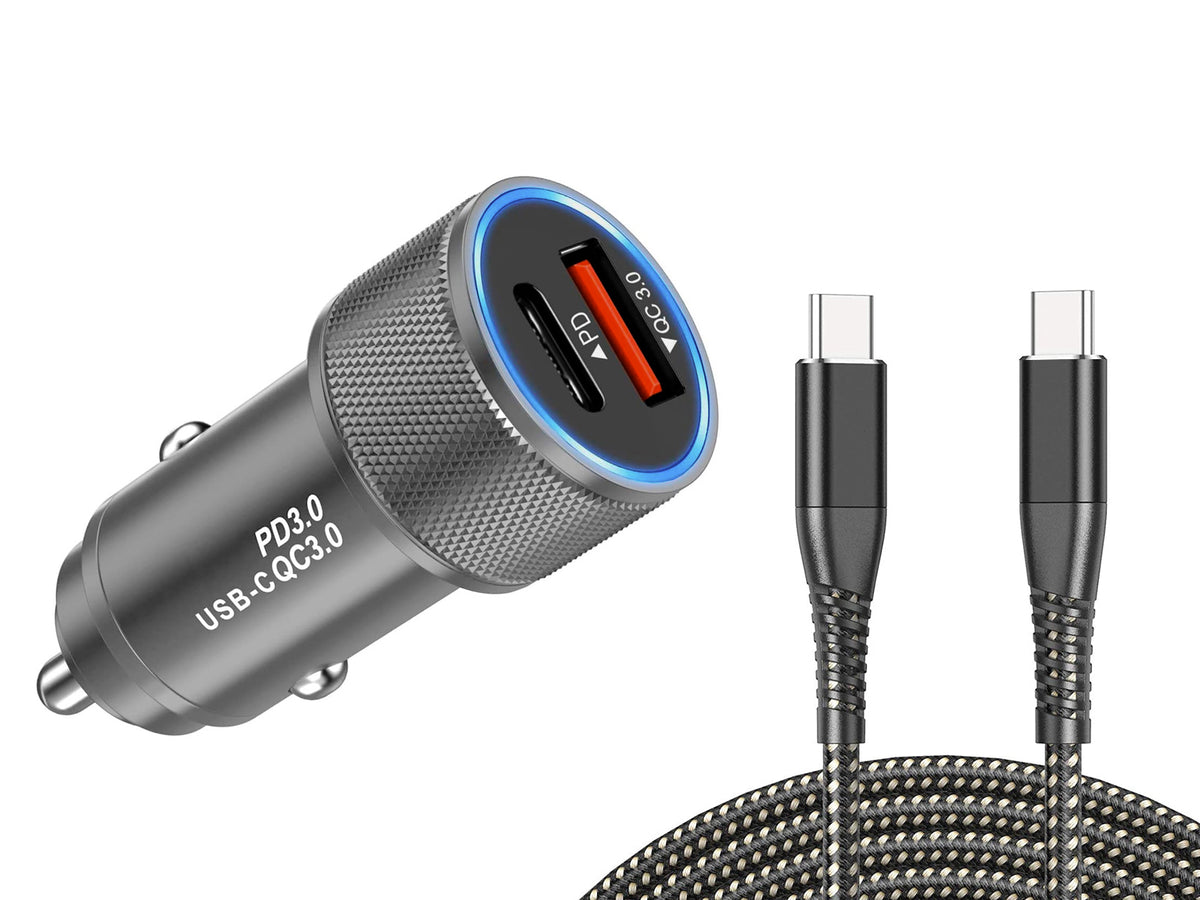 iPhone 15 Compatible Fast Car Charger USB-C 18W with USB-C cable