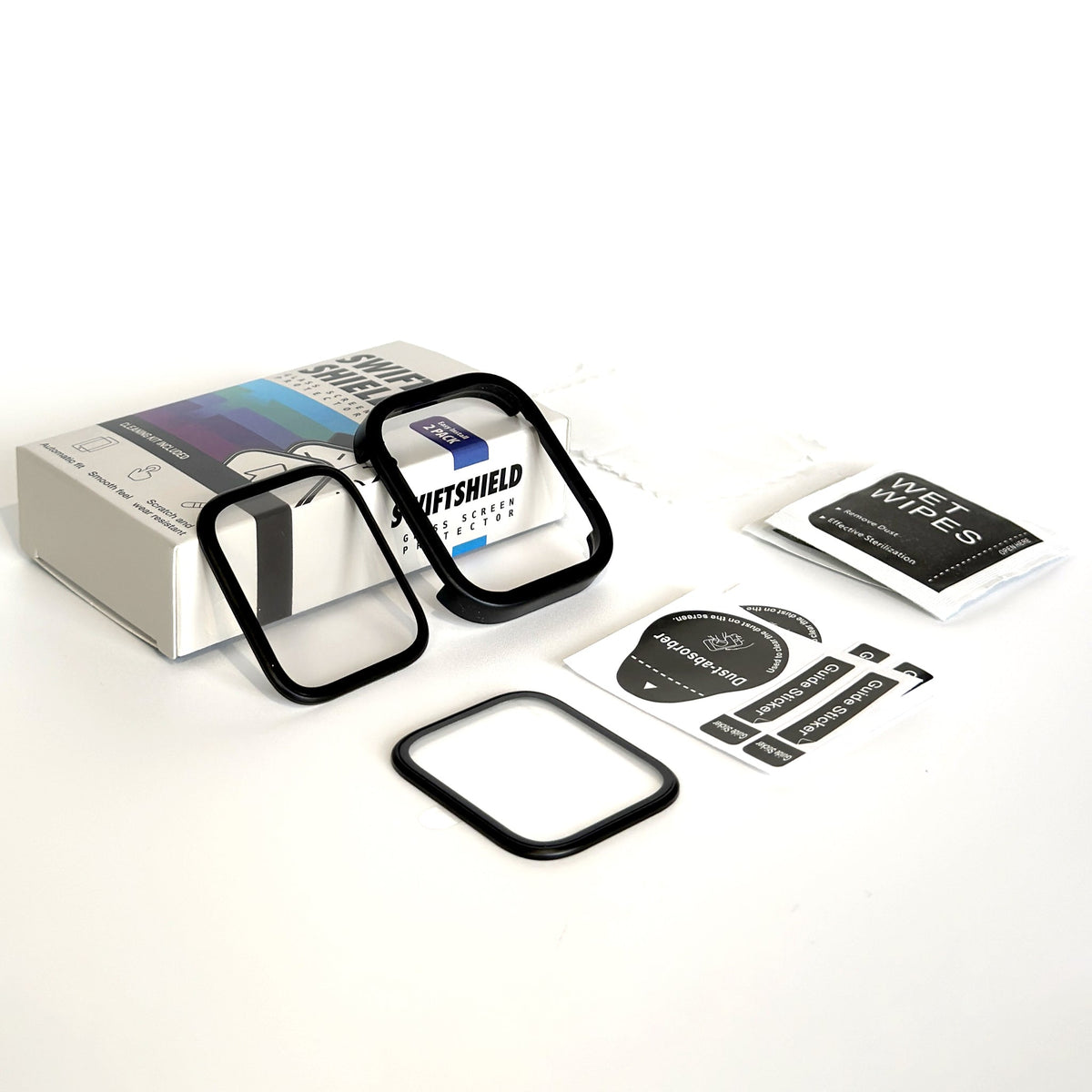 Apple Watch SE Series 3 40mm Glass Screen Protector Alignment Kit by SwiftShield (2 Pack - Black)