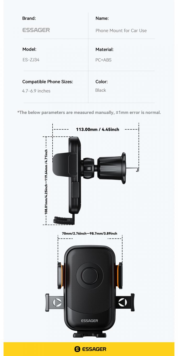 Car Air Vent Mobile Phone Holder Quick Clamp - Essager