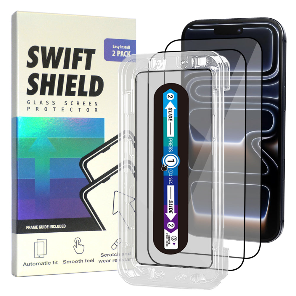 iPhone 17 Pro Max Tempered Glass Screen Protector [2-Pack] with Easy Alignment Frame – Clear, Premium by SwiftShield