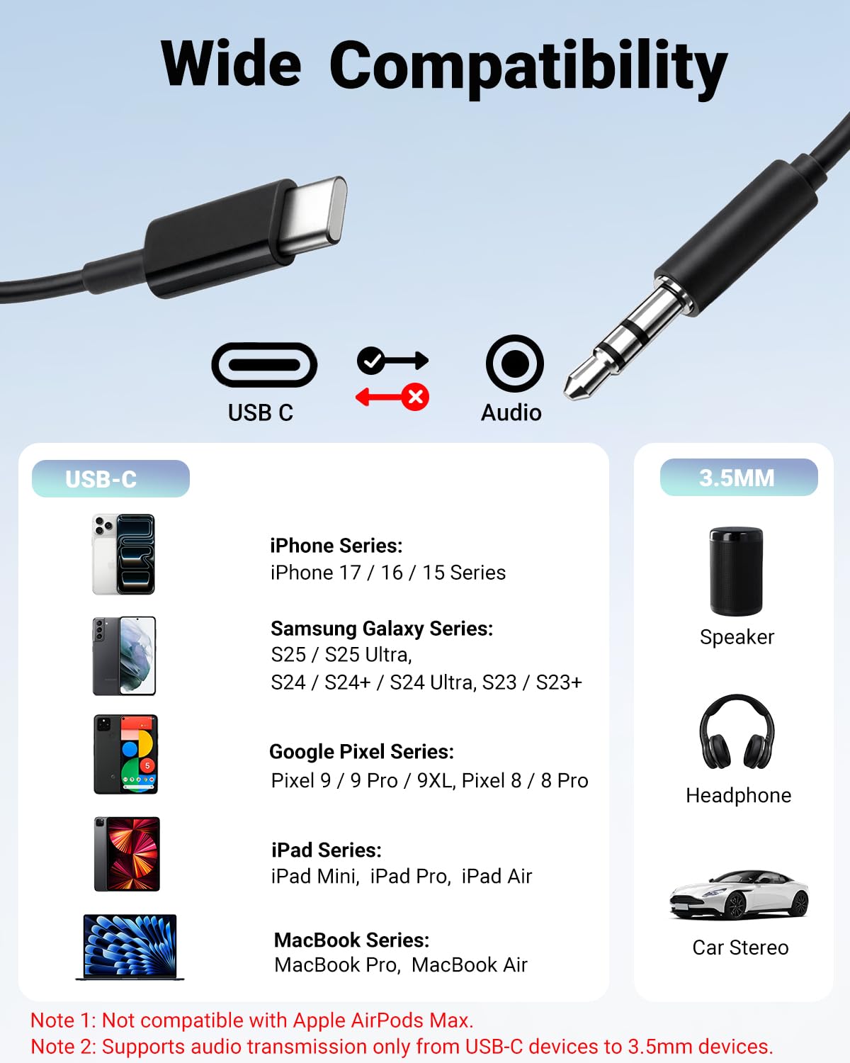 USB-C to Aux cable (1m)