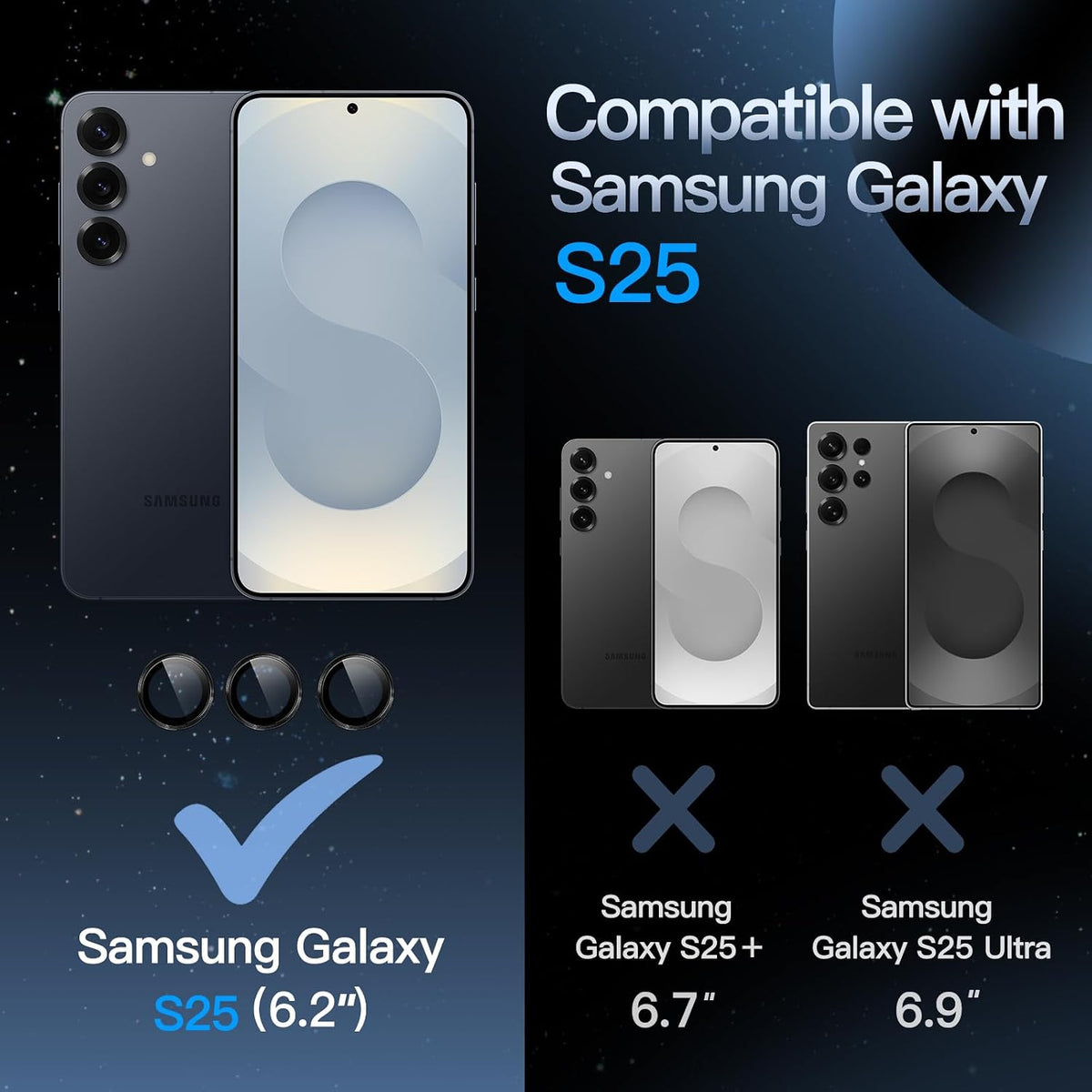 Camera Lens Protector Alloy Frame for Samsung Galaxy S25