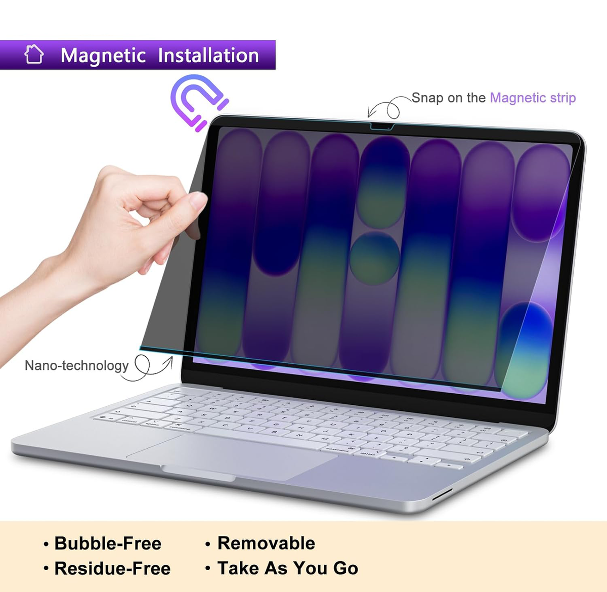 Magnetic Detachable Privacy Screen Protector for MacBook Air 15.3" M2/M3/M4/M5