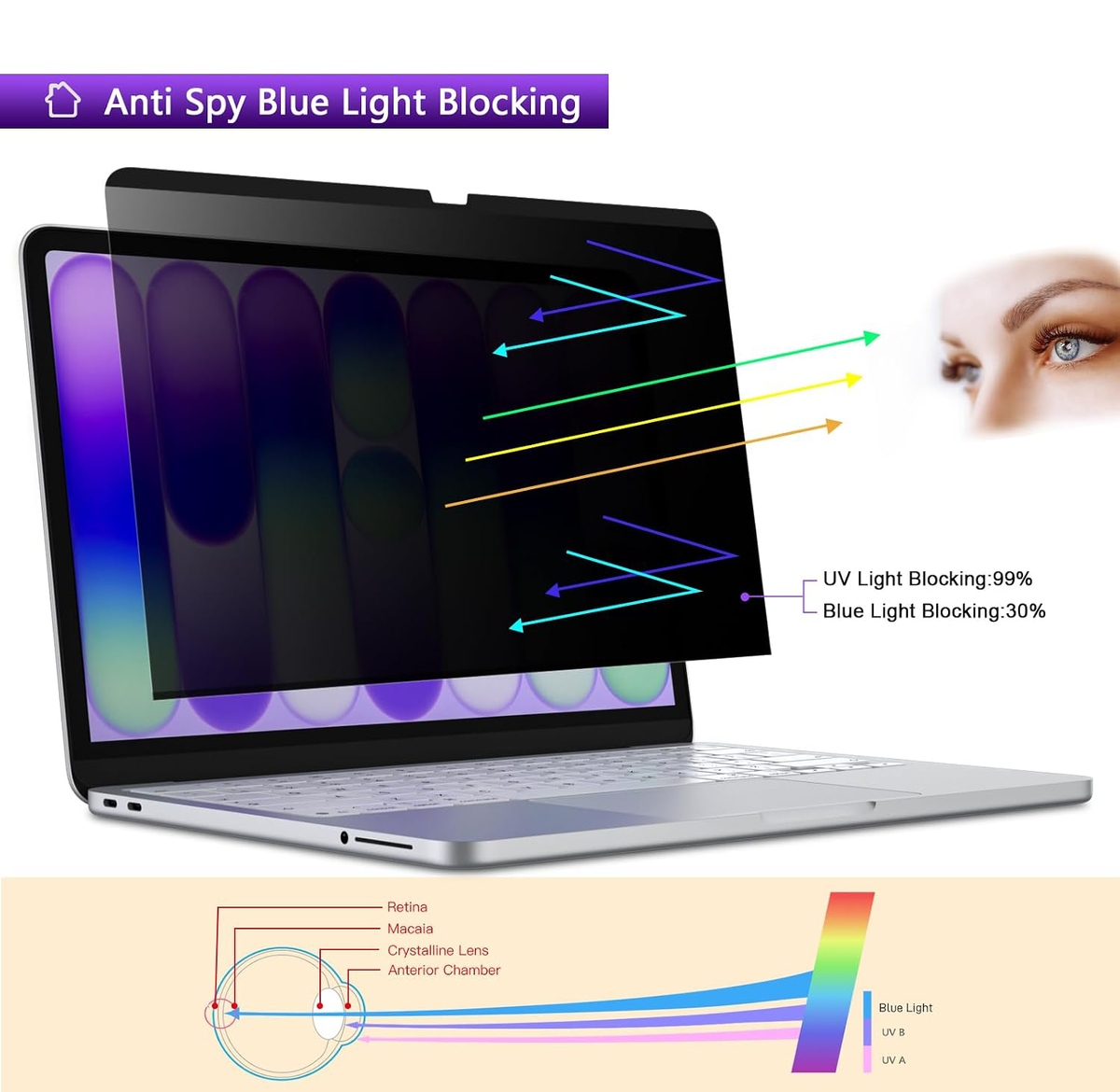 Magnetic Detachable Privacy Screen Protector for MacBook Air 15.3" M2/M3/M4/M5