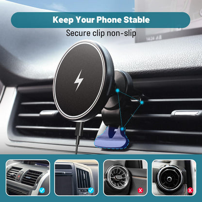 Fast Wireless Magsafe Compatible Car Charger / Holder (15W)