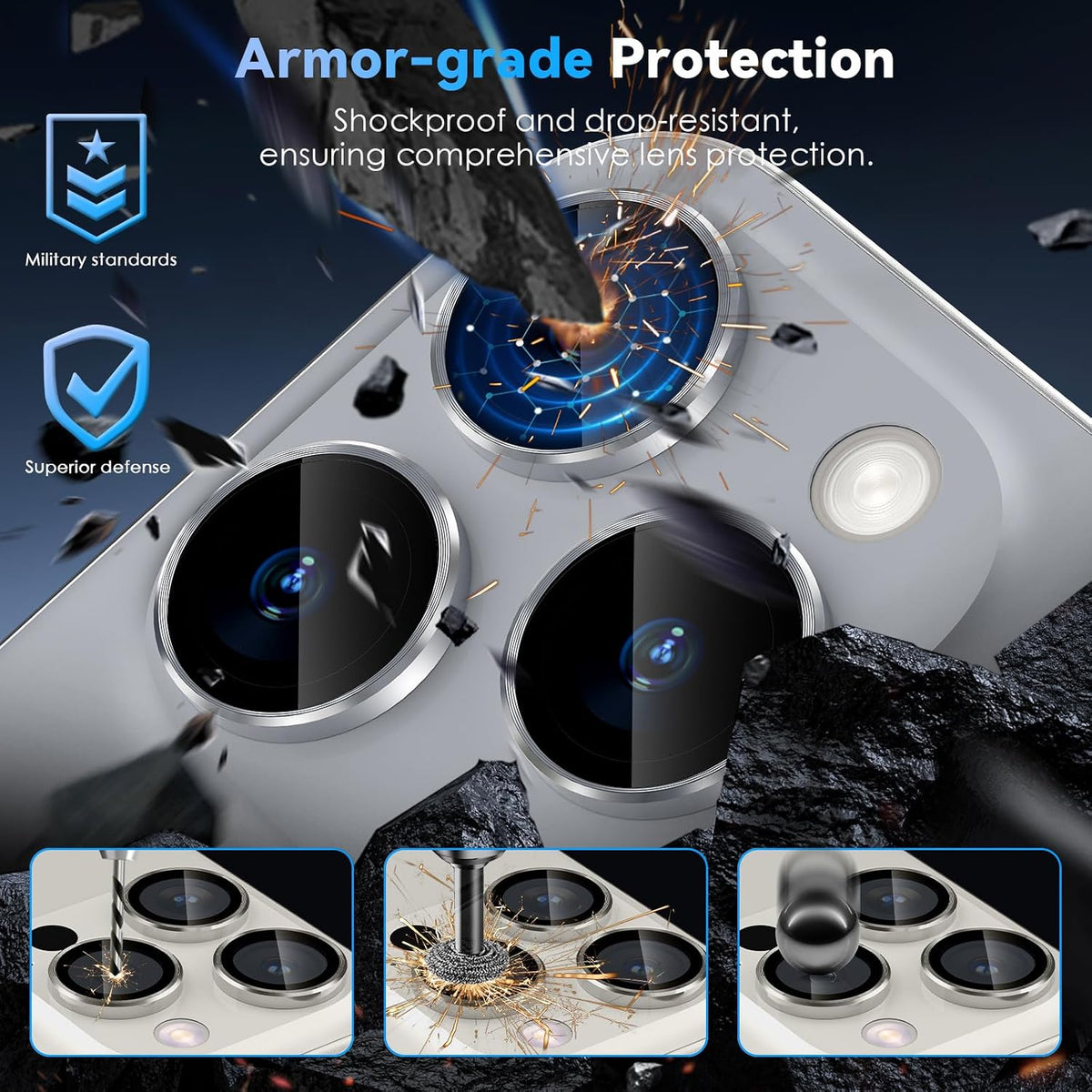 Camera Lens Protector Alloy Frame for iPhone 16 Pro