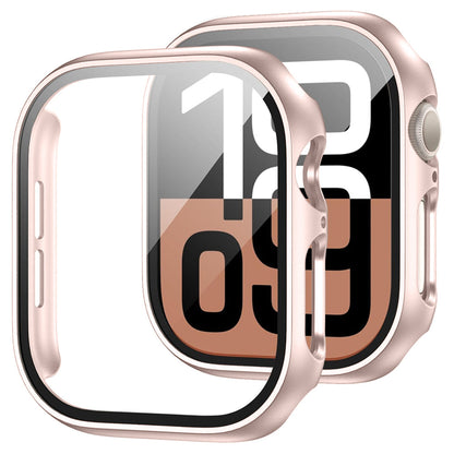 Apple Watch Series 11 (46mm) Case with Glass Screen Protector by SwiftShield (2 Pack - Rose Gold)