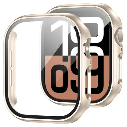 Apple Watch Series 11 (42mm) Case with Glass Screen Protector by SwiftShield (2 Pack - Gold Titanium)