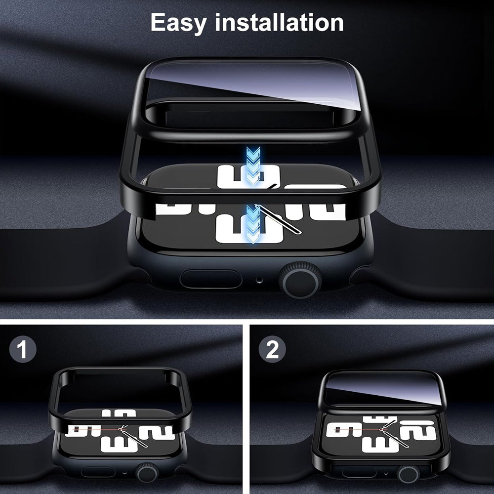 Apple Watch SE Series 2 44mm Glass Screen Protector Alignment Kit by SwiftShield (2 Pack - Black)