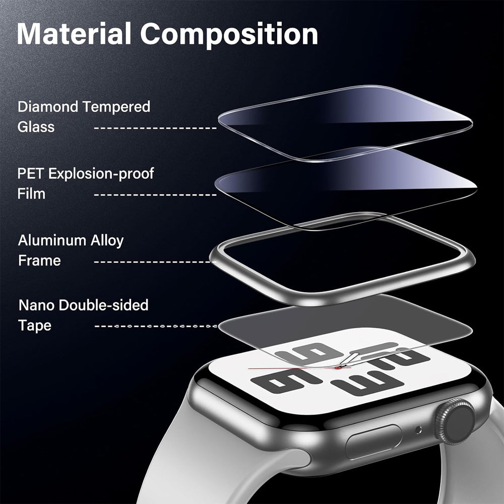 Apple Watch SE Series 3 44mm Glass Screen Protector Alignment Kit by SwiftShield (2 Pack - Silver)