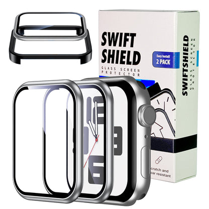 Apple Watch SE Series 3 40mm Glass Screen Protector Alignment Kit by SwiftShield (2 Pack - Silver)
