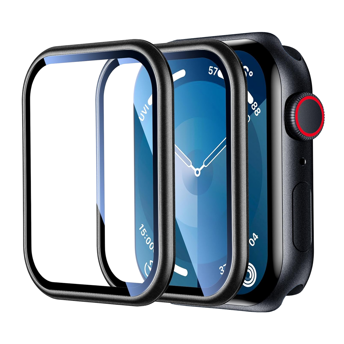 Apple Watch 41mm Glass Screen Protector Alignment Kit by SwiftShield (2 Pack - Black)