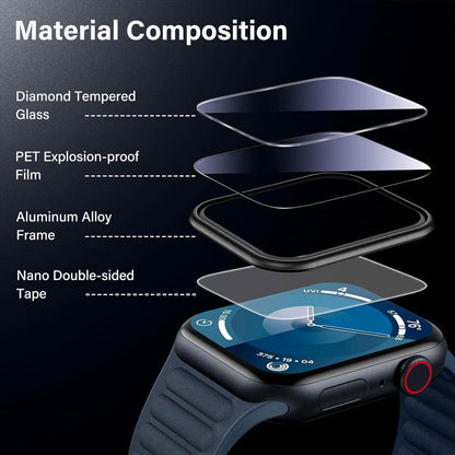 Apple Watch Series 11 (46mm) Glass Screen Protector Alignment Kit by SwiftShield (2 Pack - Rose Gold)