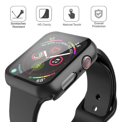 Apple Watch SE Series 3 40mm Case with Glass Screen Protector by SwiftShield (2 Pack - Black + Clear)