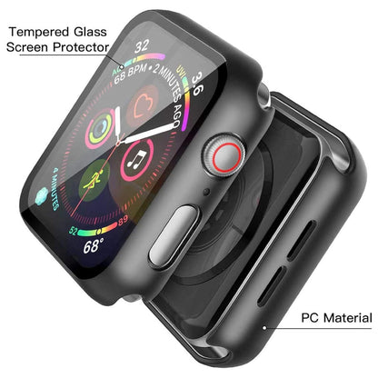 Apple Watch SE Series 2 44mm Case with Glass Screen Protector by SwiftShield (2 Pack - Black)