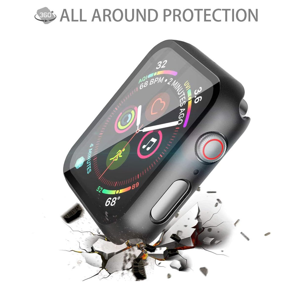 Apple Watch 40mm Case with Glass Screen Protector by SwiftShield (2 Pack - Black)
