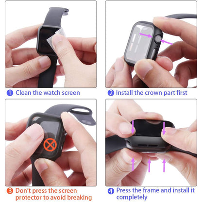 Apple Watch SE Series 2 44mm Case with Glass Screen Protector by SwiftShield (2 Pack - Black)