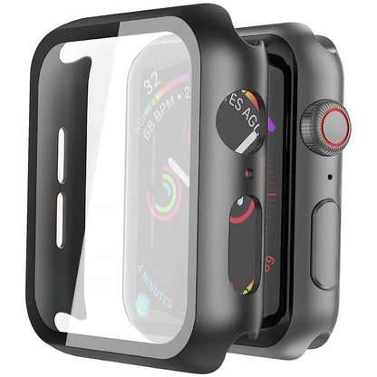 Apple Watch SE Series 3 40mm Case with Glass Screen Protector by SwiftShield (2 Pack - Black + Clear)