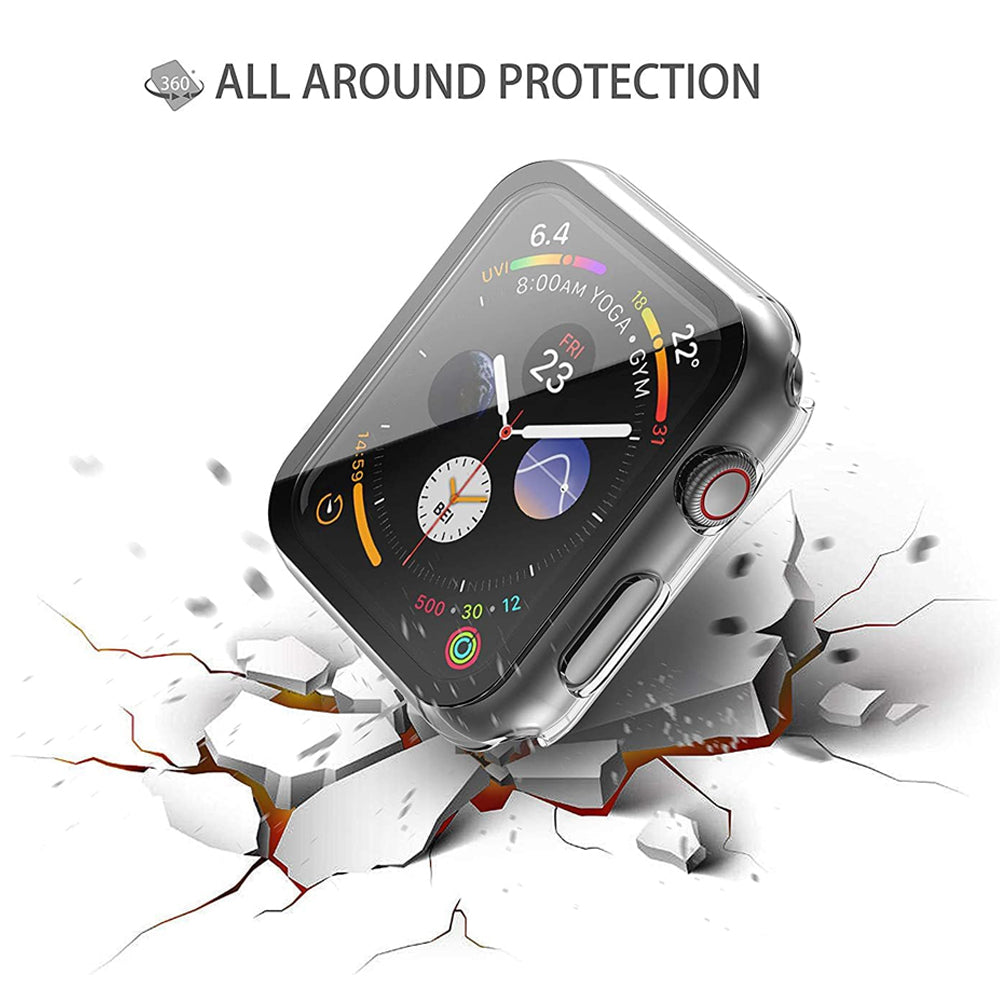 Apple Watch SE Series 3 44mm Case with Glass Screen Protector by SwiftShield (2 Pack - Clear)