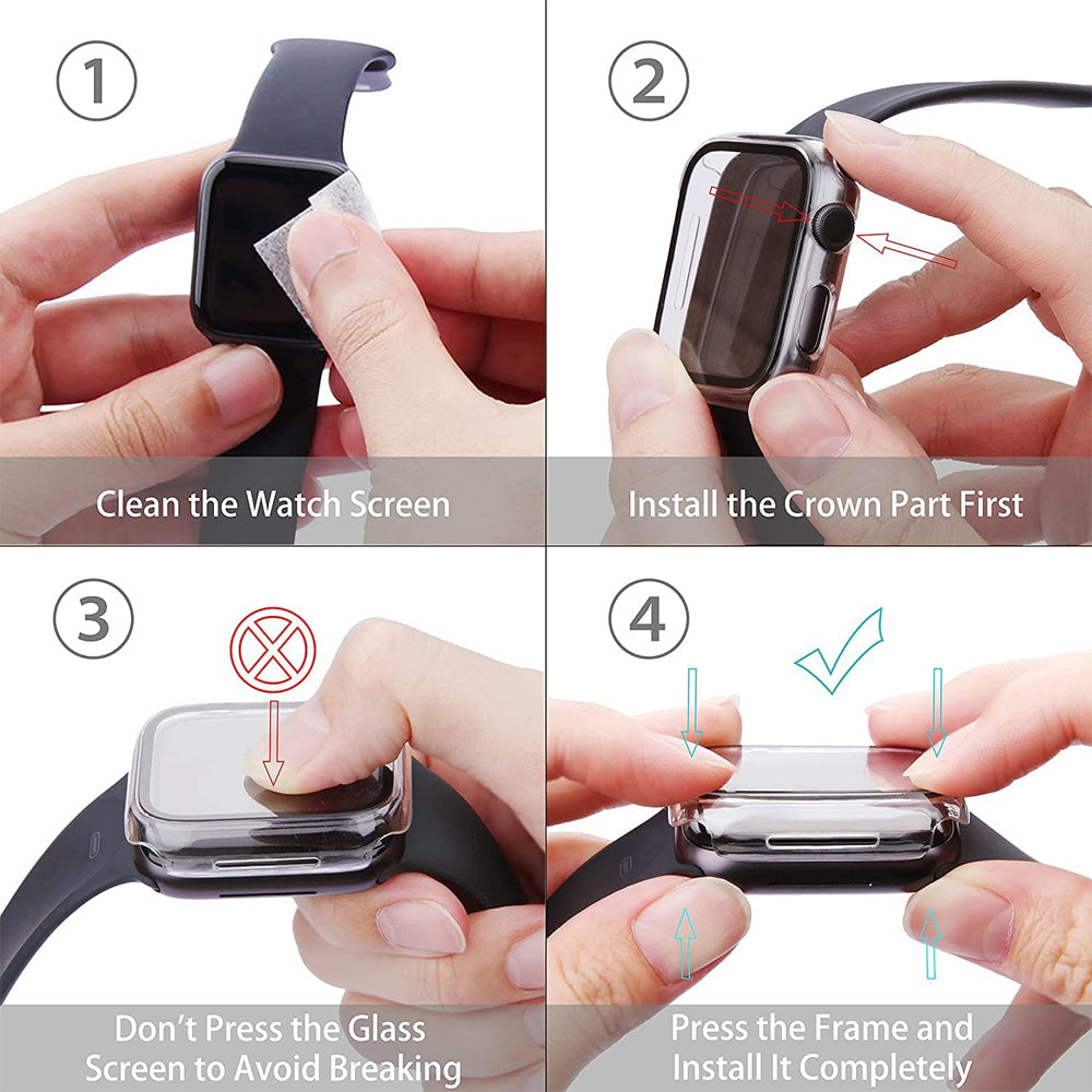 Apple Watch SE Series 2 44mm Case with Glass Screen Protector by SwiftShield (2 Pack - Clear)