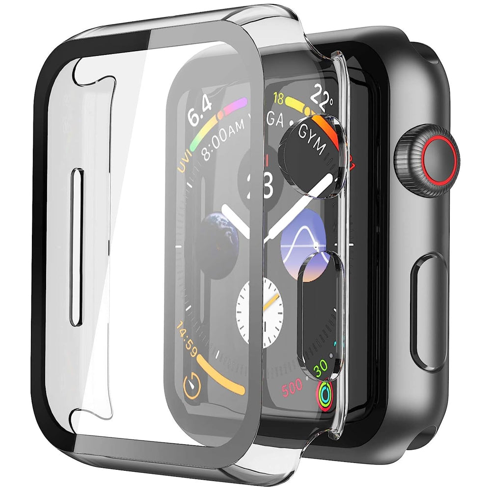 Apple Watch SE Series 3 44mm Case with Glass Screen Protector by SwiftShield (2 Pack - Clear)