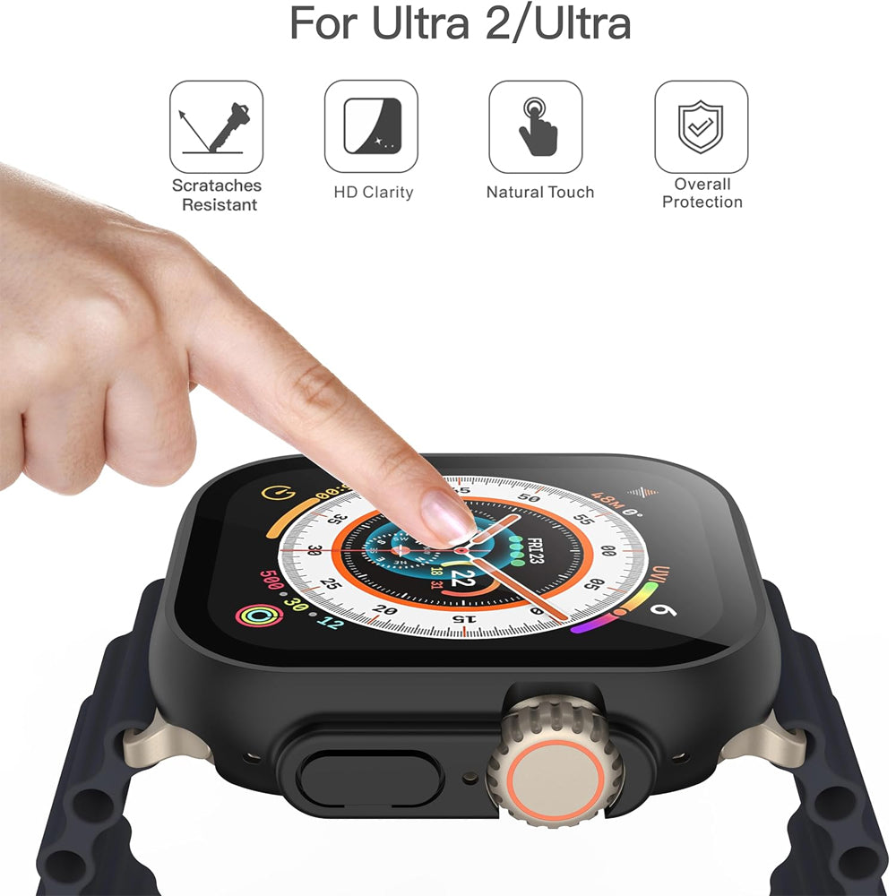 Apple Watch Ultra 4 49mm Case with Glass Screen Protector by Swiftshield (2 Pack - Black)