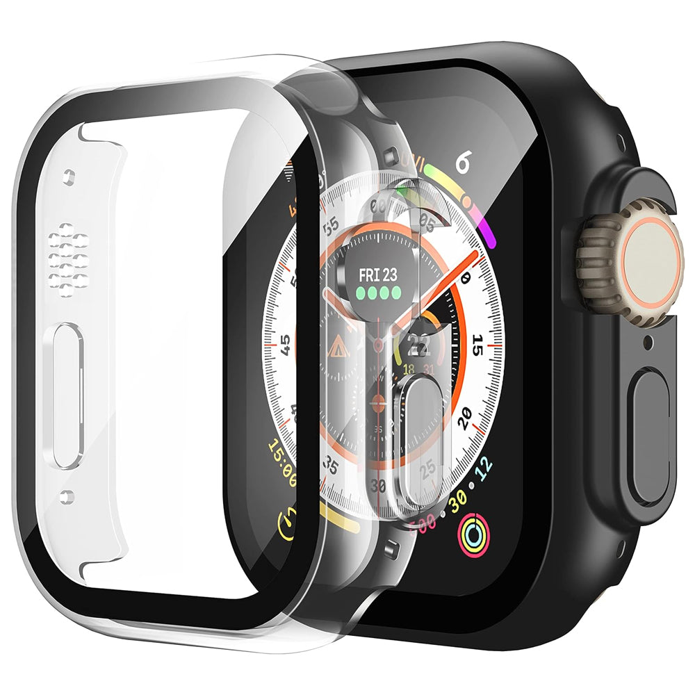 Apple Watch Ultra 4 49mm Case with Glass Screen Protector by Swiftshield (2 Pack - Black + Clear)