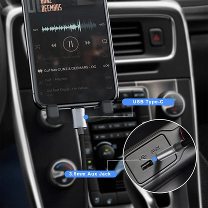 Aux to USB USB-C cable Braided Nylon (1m)