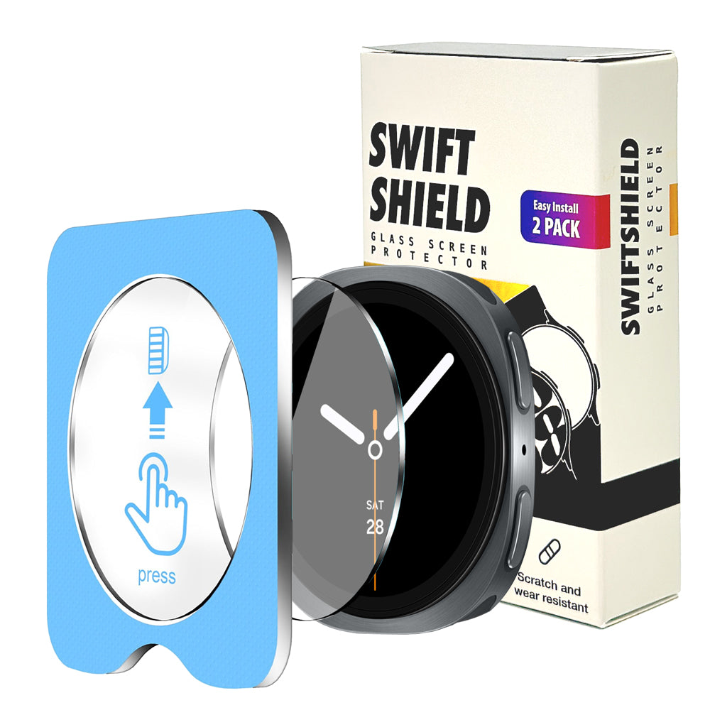Samsung Galaxy Watch 8 40mm Glass Screen Protector Alignment Kit by SwiftShield (2 Pack - Clear)