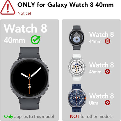 Samsung Galaxy Watch 8 40mm Case with Glass Screen Protector by SwiftShield (2 Pack - Black + Clear)