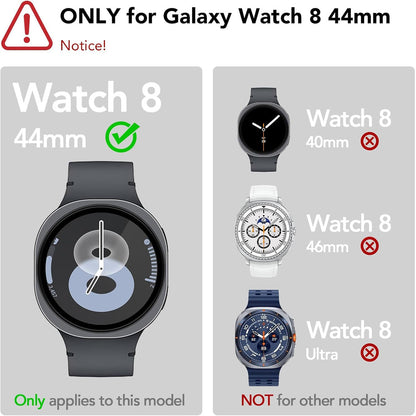 Samsung Galaxy Watch 9 44mm Case with Glass Screen Protector by SwiftShield (2 Pack - Black + Clear)
