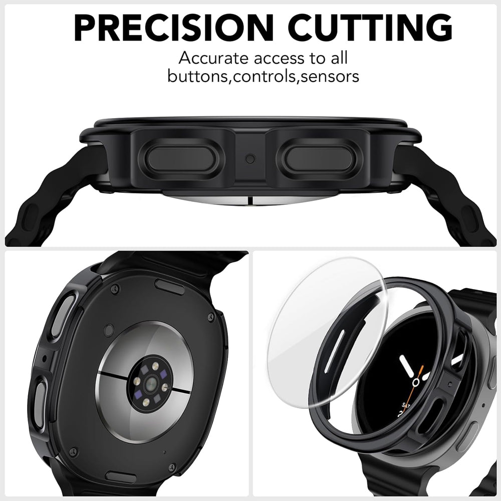 Samsung Galaxy Watch 9 40mm Case with Glass Screen Protector by SwiftShield (2 Pack - Clear)