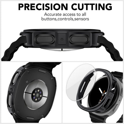 Samsung Galaxy Watch 8 40mm Case with Glass Screen Protector by SwiftShield (2 Pack - Black + Clear)