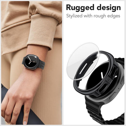 Samsung Galaxy Watch 9 44mm Case with Glass Screen Protector by SwiftShield (2 Pack - Clear)